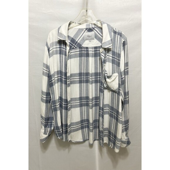 Rails Womens M Blue Checkered‎ Soft Long Sleeve Rayon Button Up Top - Picture 1 of 13